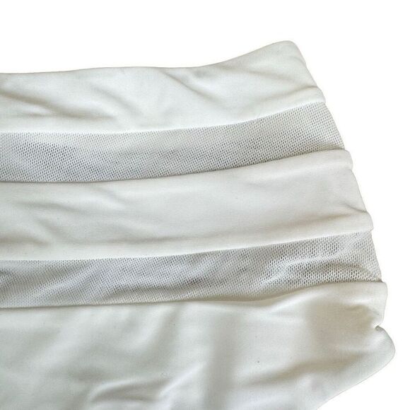 Lovers + Friends Cashel High Waist Bikini Bottom in White Sheer Mesh Stripes Che - Picture 7 of 13